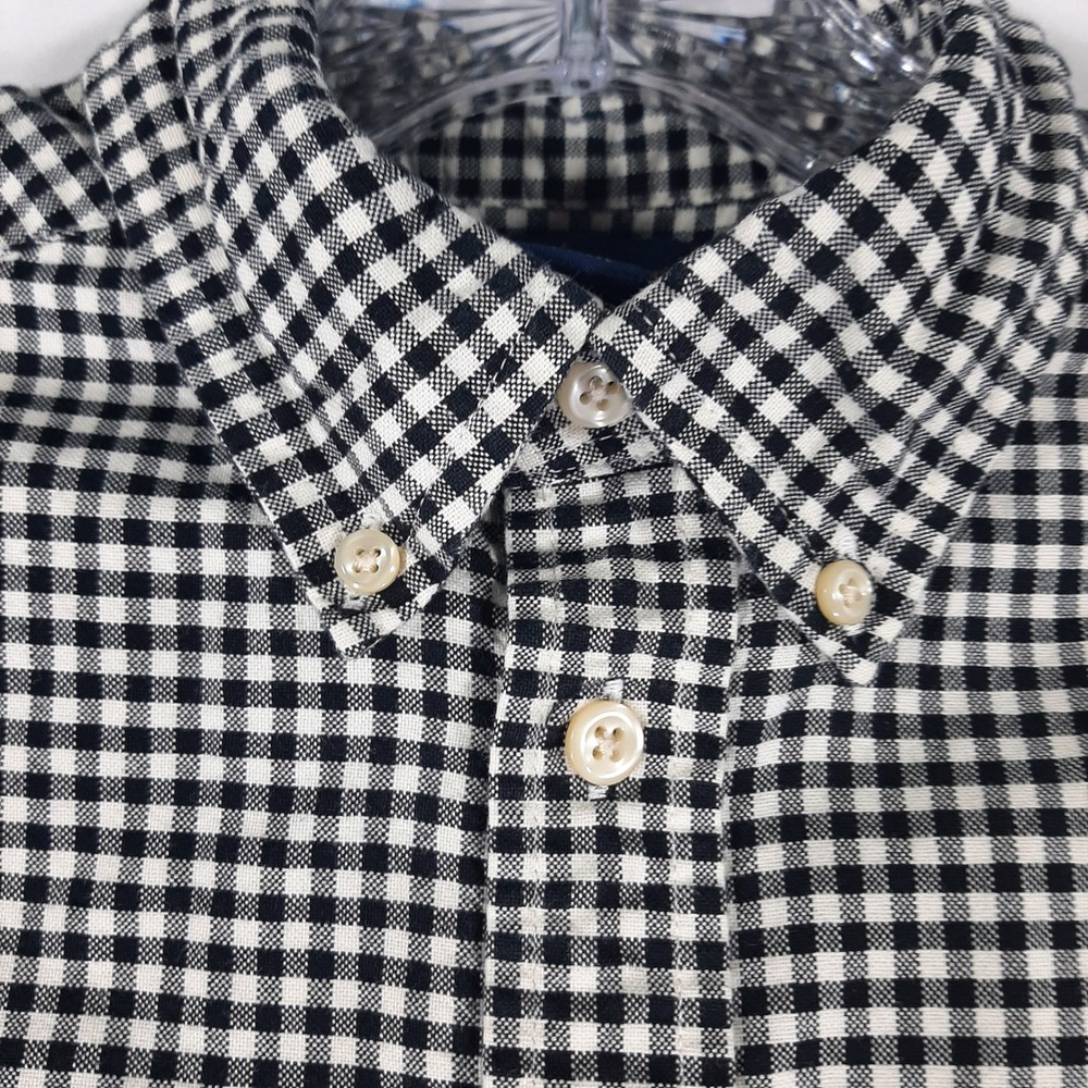 Ralph Lauren Boys Black White Gingham Button Down Shirt Size M 10-12 Long Sleeve